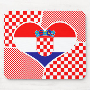 Tapis De Souris Collage en forme de cœur avec le drapeau croate à 
