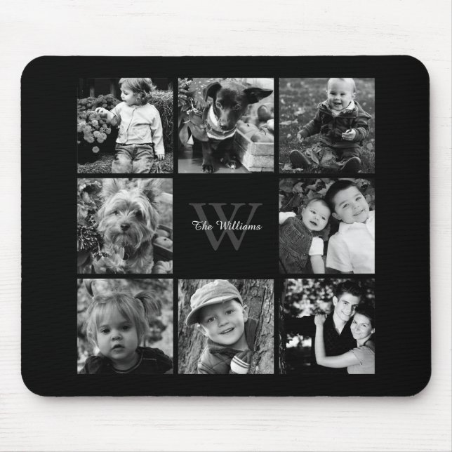 Tapis De Souris Collage et monogramme de photo de famille (Devant)