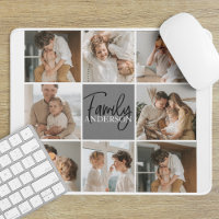 Collage familial photo et cadeau gris personnalisé
