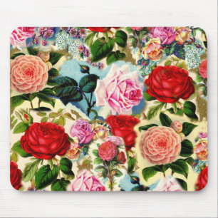 Tapis De Souris Collage floral assez chic de roseraie de cru