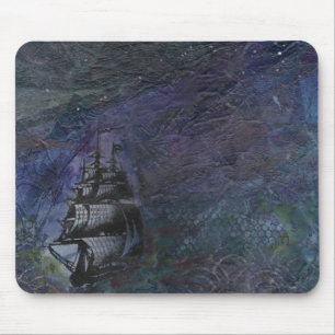 Tapis De Souris Collage foncé Mousepad de bateau de ciel