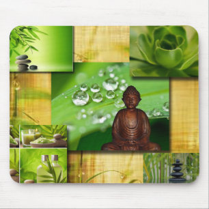 Tapis De Souris Collage Green Zen & Buddha Serenity