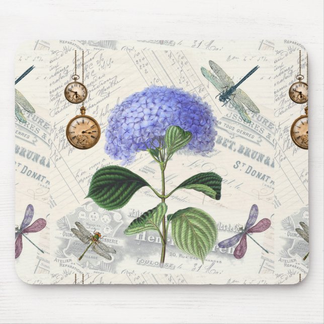 Tapis De Souris Collage Hydrangea (Devant)