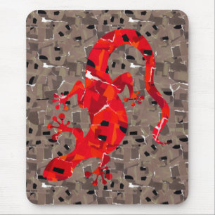 Tapis De Souris Collage Lézard Rouge
