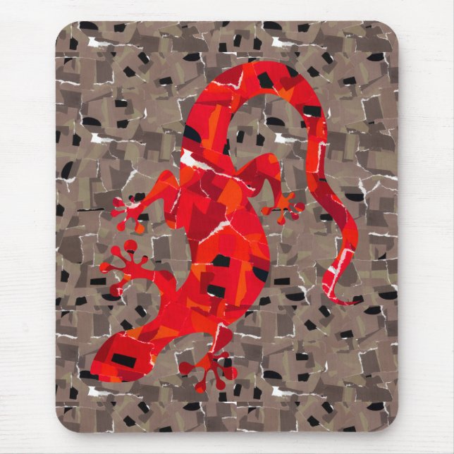 Tapis De Souris Collage Lézard Rouge (Devant)