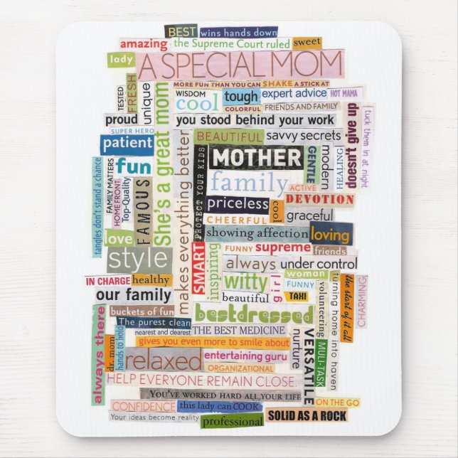 Tapis De Souris Collage Mousepad de mot de maman (Devant)