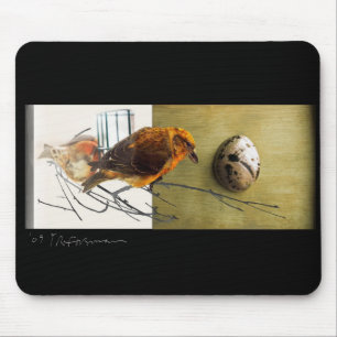 Tapis De Souris Collage Mousepad d'oiseau de Grossbeak de pin