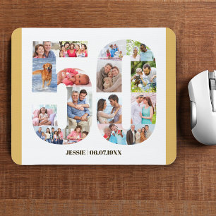 Tapis De Souris Collage photo Anniversaire 50 ans Numéro 50 Person