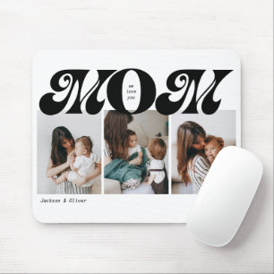 Tapis De Souris Collage photo de 3 Retro Bold Mom