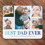 Tapis De Souris Collage photo de Best Dad Ever<br><div class="desc">Custom dad mousepad avec 5 mignonnes photos de lui et des enfants,  les mots "BEST DAD EVER" dans un dégradé bleu moderne,  et les noms des enfants.</div>