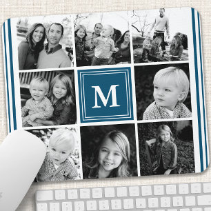Tapis De Souris Collage photo de famille Monogram Navy