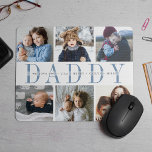 Tapis De Souris Collage photo de Fête des pères papa personnalisé<br><div class="desc">Créez un cadeau personnalisé cool pour le meilleur papa autour avec ce collier photo mousepad. Utilisez les modèles pour ajouter 6 photos, et personnalisez avec les noms de ses enfants ou un message personnalisé au centre, superposé sur "DADDY" en lettres bleu-gris doux. Un cadeau unique pour la Fête des pères...</div>