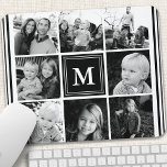 Tapis De Souris Collage photo de la famille des monogrammes noirs<br><div class="desc">Collage Photo Famille Monogram. Personnalisez ce design personnalisé avec votre propre monogramme initial ou texte.</div>
