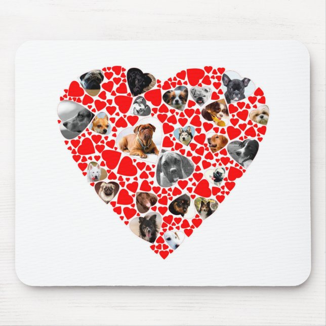Tapis De Souris Collage photo de Valentine Heart Dog (Devant)