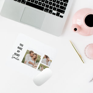 Tapis De Souris Collage photo en couple et belle citation romantiq