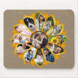 Tapis De Souris Collage photo famille Sunflower Burlap 13 Photos F