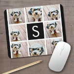 Tapis De Souris Collage photo noir et blanc Monogramme personnalis<br><div class="desc">Vous pouvez utiliser des photos Instagram pour cette conception. Utilisez 8 photos carrés pour créer un cadeau unique et personnel. Ou vous pouvez garder le chiot hipster et faire un gardien branché. Si vous avez besoin d'ajuster les images,  cliquez sur l'outil personnaliser pour apporter des modifications.</div>