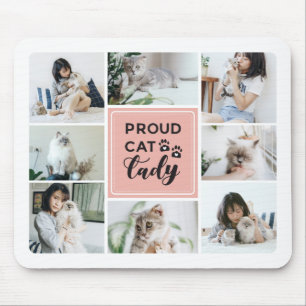 Tapis De Souris Collage photo Proud Cat Lady Blush Pink
