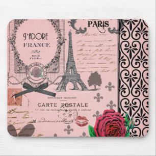 Tapis De Souris Collage rose vintage de Paris
