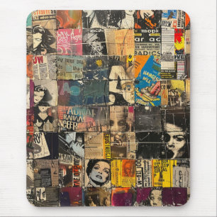 Tapis De Souris Collage rustique Vintage de journaux (7)