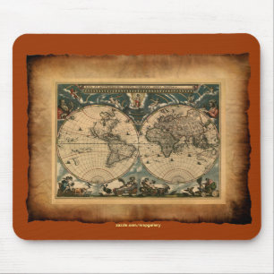 Tapis De Souris Collection d'art de cartes du monde vintage