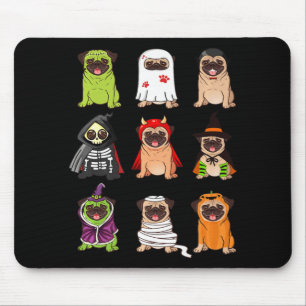 Tapis De Souris Collection de carlins Happy Pugoween Cos Éffrayant