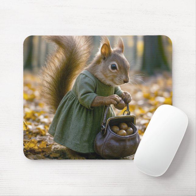 Tapis De Souris Collection d'écureuils Noix dans son sac (Avec souris)