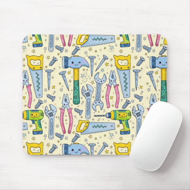 Tapis De Souris Collection d'outils de bricolage Doodle (Avec souris)