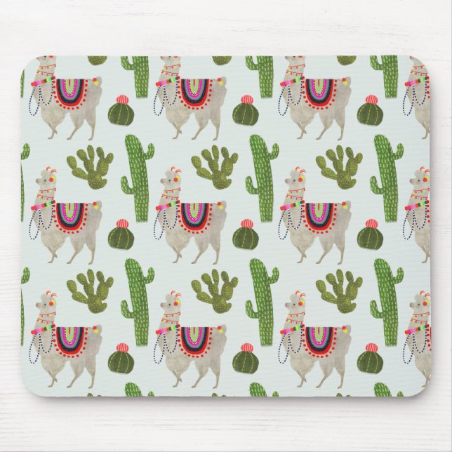 Tapis De Souris Collection Llamarama | Cactus & Llama Motif (Devant)