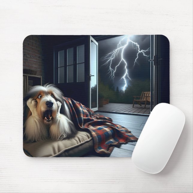 Tapis De Souris Collie effrayé de Thunderstorm (Avec souris)