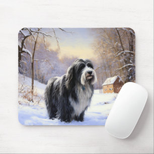 Tapis De Souris Collie Laisser Il Neige Noël