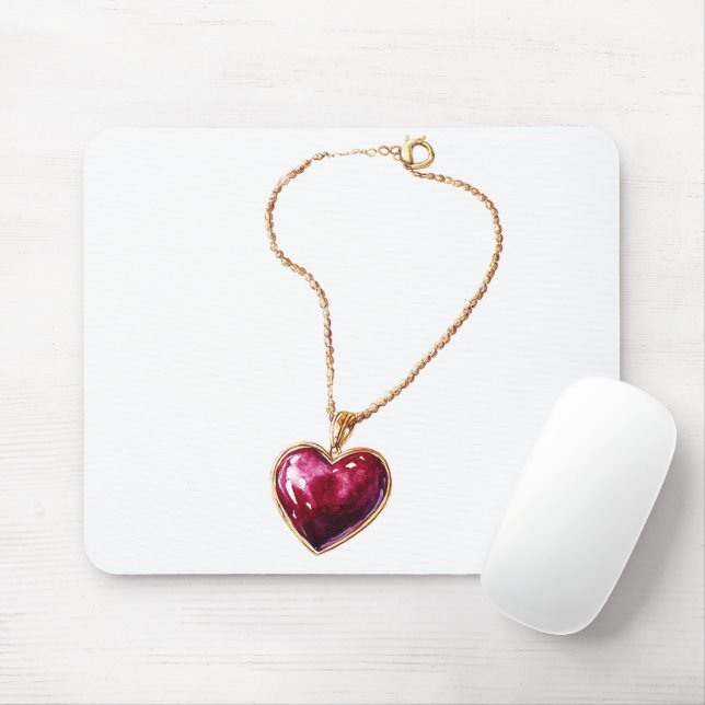 Tapis De Souris Collier Gold Red Heart (Avec souris)