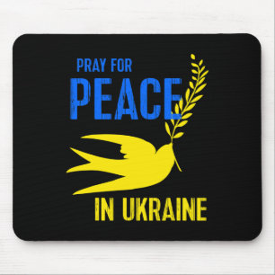 Tapis De Souris Colombe jaune bleue Priez pour la paix en Ukraine