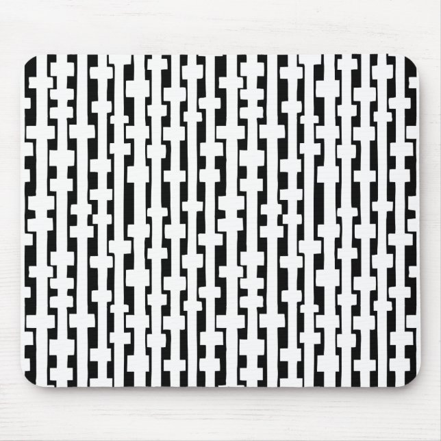 Tapis De Souris Colonnes Abstraites - Blanc sur Noir (Devant)