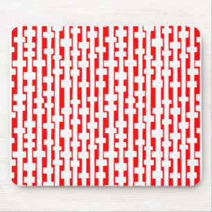 Tapis De Souris Colonnes Abstraites - Blanc sur rouge