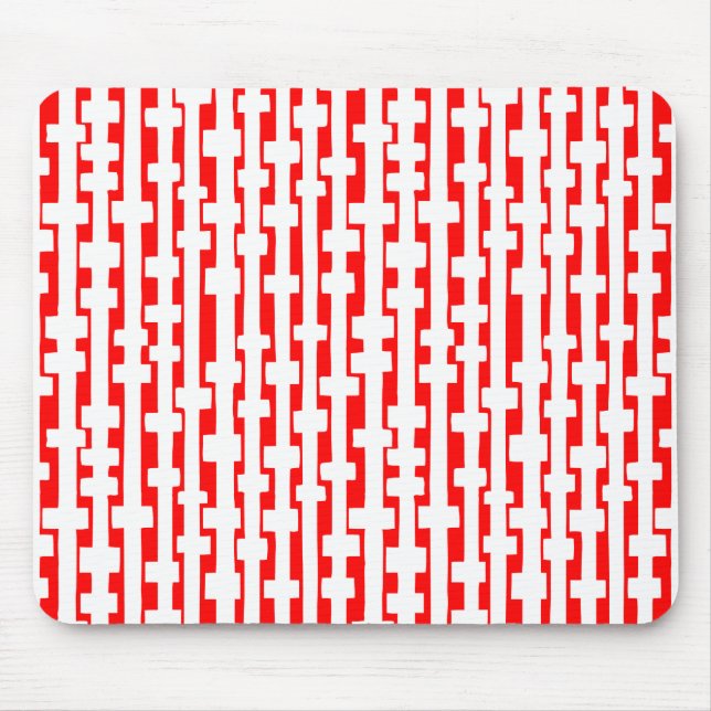 Tapis De Souris Colonnes Abstraites - Blanc sur rouge (Devant)