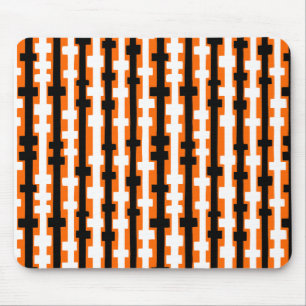 Tapis De Souris Colonnes Abstraites - Noir et Blanc sur Orange