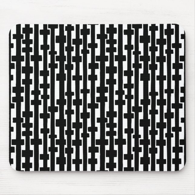 Tapis De Souris Colonnes Abstraites - Noir sur Blanc (Devant)