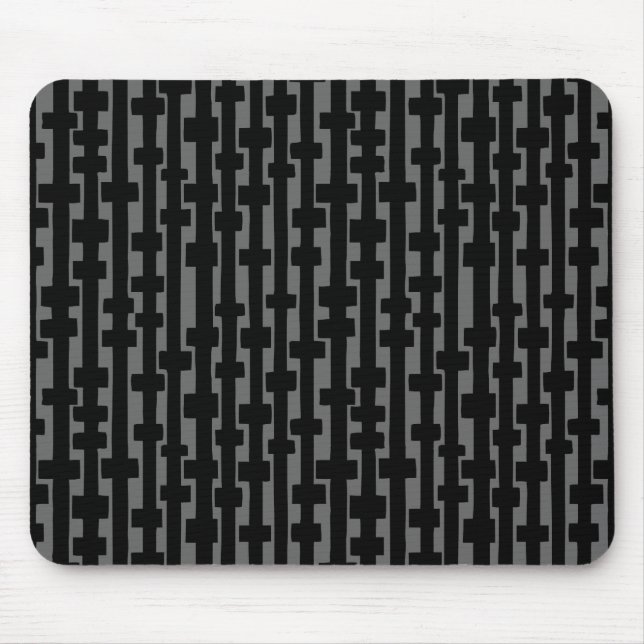 Tapis De Souris Colonnes Abstraites - Noir sur Gris (Devant)