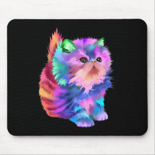 Tapis De Souris Coloré mignon Funny Rainbow Kitten Rave Psychedeli