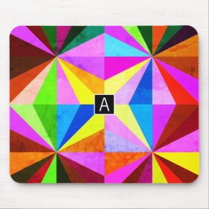 Tapis De Souris Coloré Moderne Géométrique Multicolore Monogramm