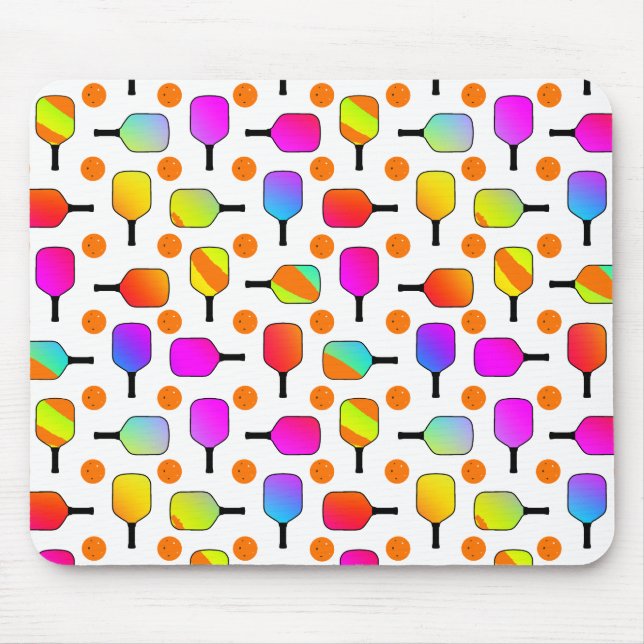 Tapis De Souris Coloré, Pickleball Paddles, Orange Pickleballs (Devant)
