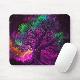 Tapis De Souris Coloré Purple Tree Stars Universe Artwork