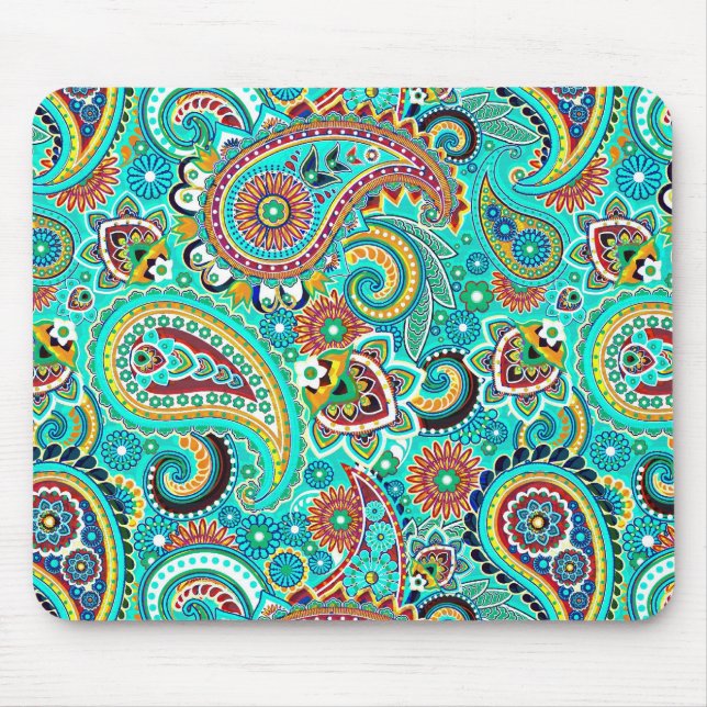 Tapis De Souris Coloré Retro Paisley (Devant)