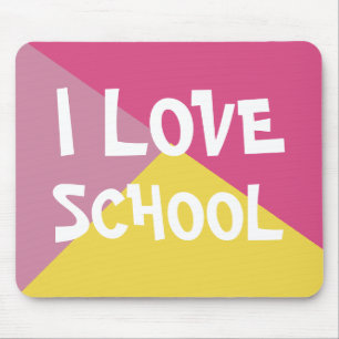 Tapis De Souris Colorée I Love School Girl Pink Texte personnalis