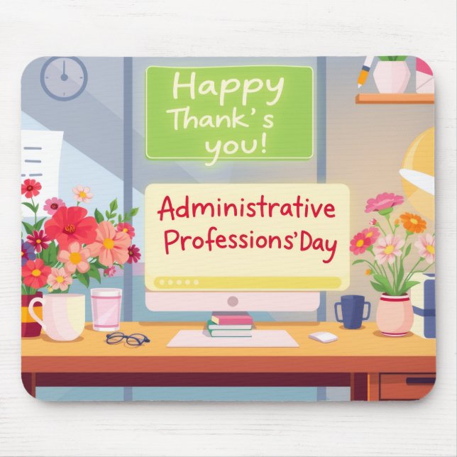 Tapis De Souris Colorful Admin Appreciation Desk Illustration (Devant)