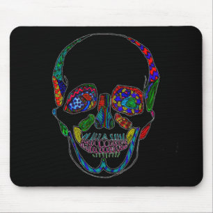Tapis De Souris Colorful Hand Drawn Sugar Skull Mosaic