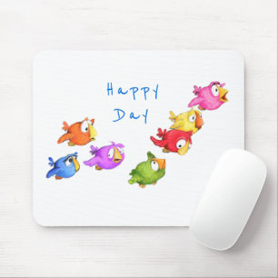 Tapis De Souris Colorful Happy Flying Birds Pad Souris