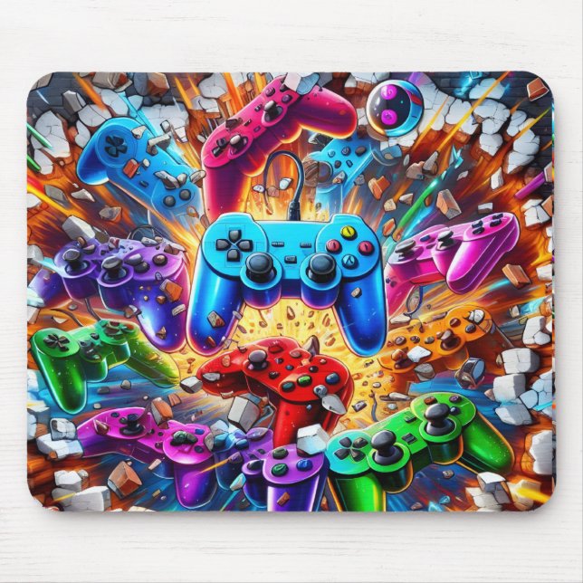 Tapis De Souris Colorful Neon Joysticks Pattern (Devant)