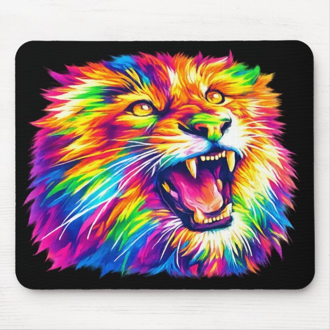 Tapis De Souris Colorful Roaring Lion Mouse Pad (Devant)